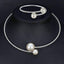 2 in 1 Pearl and Crystal Set Bridal Jewelry Sets For Women Bridal Jewelry Sets mecresh Official Store Silver Plated Clear