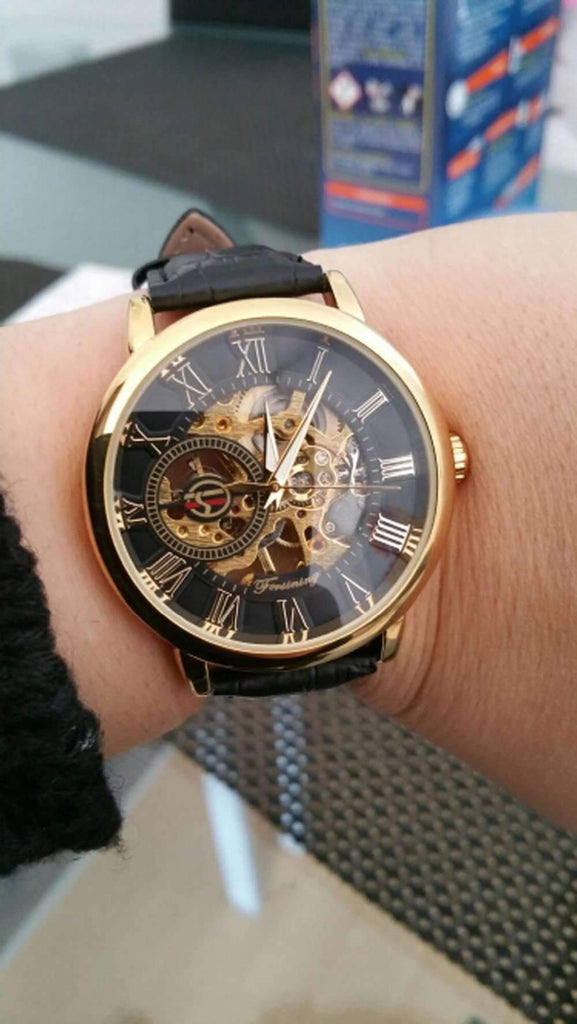 3D Logo Design Hollow Engraving Skeleton Men’s Mechanical Watch Mechanical Watches GMT