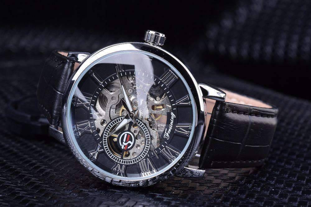 3D Logo Design Hollow Engraving Skeleton Men’s Mechanical Watch Mechanical Watches GMT