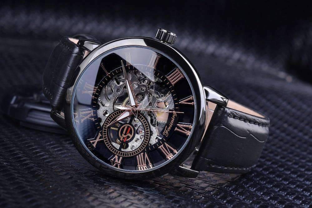 3D Logo Design Hollow Engraving Skeleton Men’s Mechanical Watch Mechanical Watches GMT