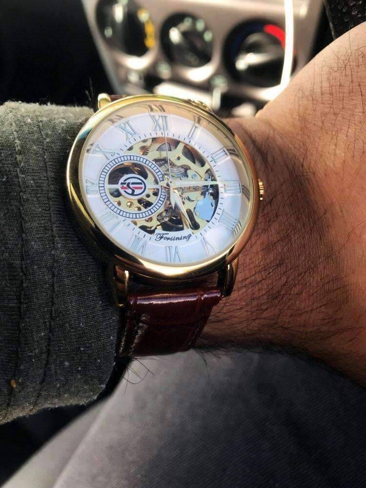 3D Logo Design Hollow Engraving Skeleton Men’s Mechanical Watch Mechanical Watches GMT