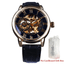 3D Logo Design Hollow Engraving Skeleton Men’s Mechanical Watch Mechanical Watches GMT Black Golden No Box