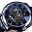 3D Logo Design Hollow Engraving Skeleton Men’s Mechanical Watch Mechanical Watches GMT Black Silver