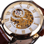 3D Logo Design Hollow Engraving Skeleton Men’s Mechanical Watch Mechanical Watches GMT Brown