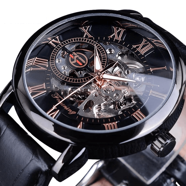 3D Logo Design Hollow Engraving Skeleton Men’s Mechanical Watch Mechanical Watches GMT Rose Golden