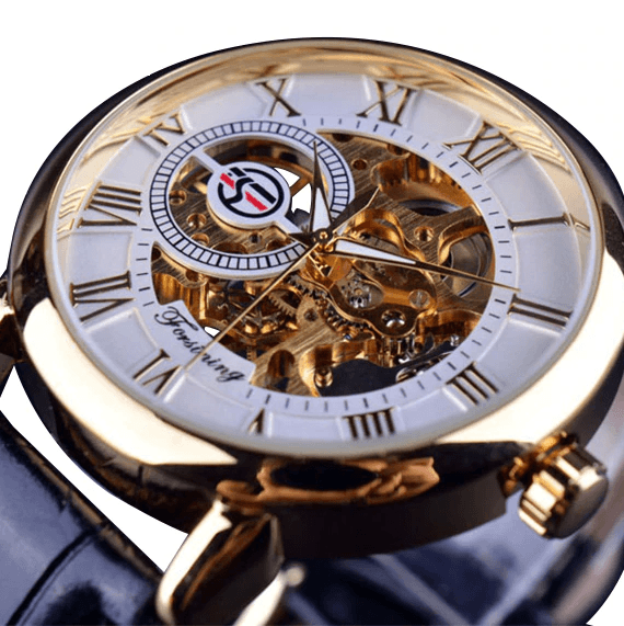 3D Logo Design Hollow Engraving Skeleton Men’s Mechanical Watch Mechanical Watches GMT White Golden