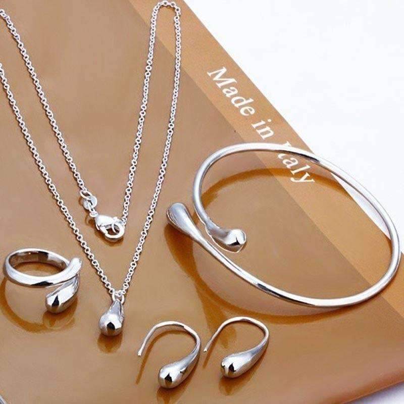 4 in 1 Silver 925 Stamped Water Drop Bridal Jewelry Sets For Women Bridal Jewelry Sets GNIMEGIL Official Store