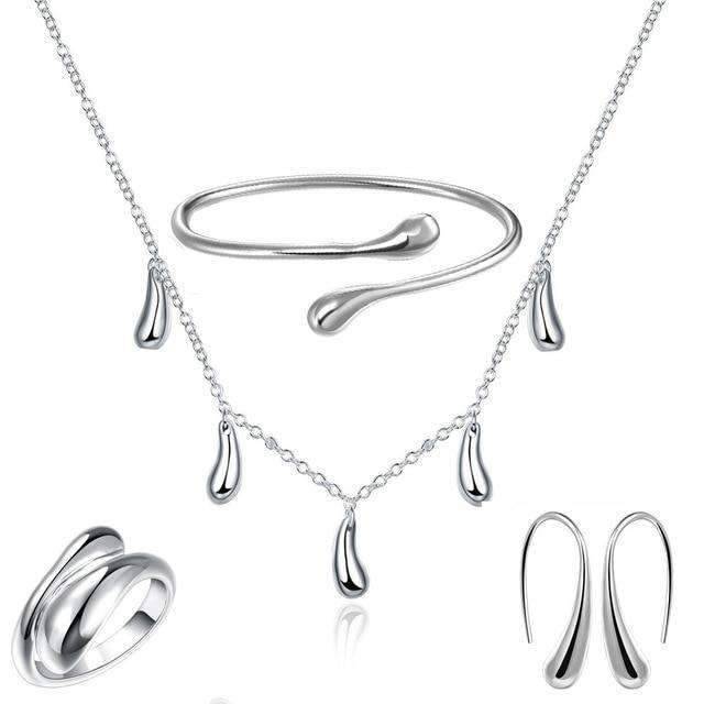 4 in 1 Silver 925 Stamped Water Drop Bridal Jewelry Sets For Women Bridal Jewelry Sets GNIMEGIL Official Store SHS219 45cm