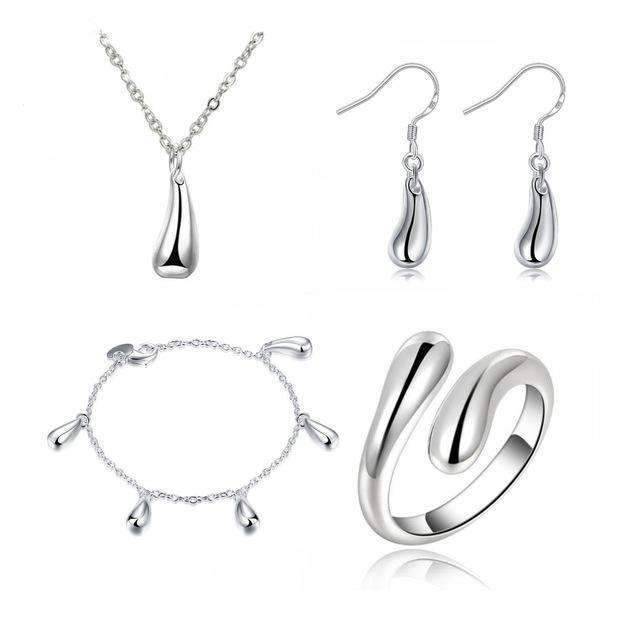 4 in 1 Silver 925 Stamped Water Drop Bridal Jewelry Sets For Women Bridal Jewelry Sets GNIMEGIL Official Store SHS224 45cm