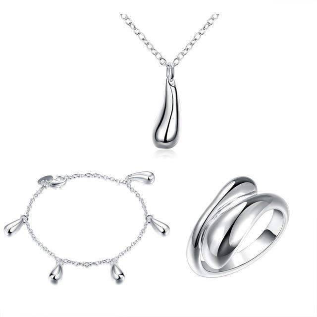 4 in 1 Silver 925 Stamped Water Drop Bridal Jewelry Sets For Women Bridal Jewelry Sets GNIMEGIL Official Store SHS305 45cm