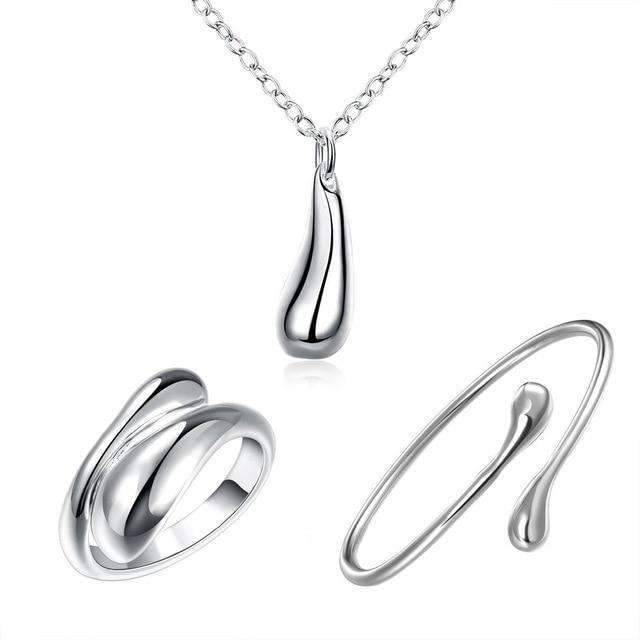 4 in 1 Silver 925 Stamped Water Drop Bridal Jewelry Sets For Women Bridal Jewelry Sets GNIMEGIL Official Store SHS331 45cm