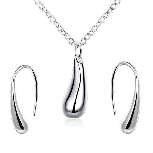 4 in 1 Silver 925 Stamped Water Drop Bridal Jewelry Sets For Women Bridal Jewelry Sets GNIMEGIL Official Store SHWDS004 45cm