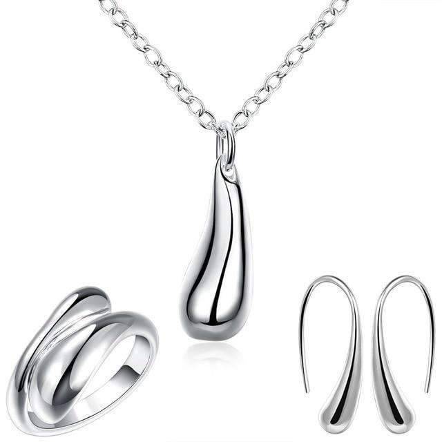 4 in 1 Silver 925 Stamped Water Drop Bridal Jewelry Sets For Women Bridal Jewelry Sets GNIMEGIL Official Store SHWDS005 45cm