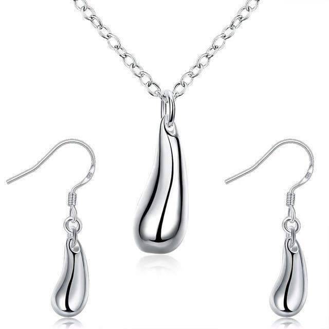 4 in 1 Silver 925 Stamped Water Drop Bridal Jewelry Sets For Women Bridal Jewelry Sets GNIMEGIL Official Store SHWDS006 45cm