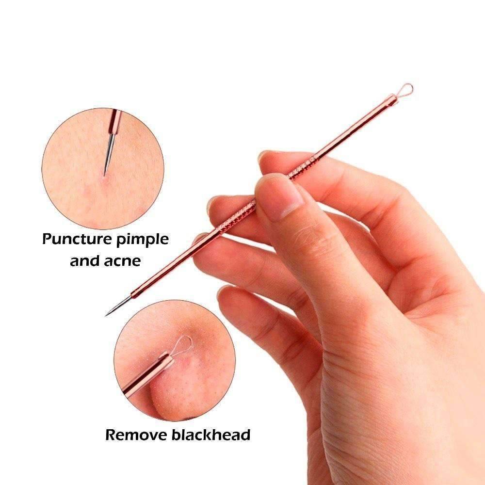 4 Pieces Acne Blackhead Removal Rose Gold Needle Skin Cleanser Cleansers Goodlan Store