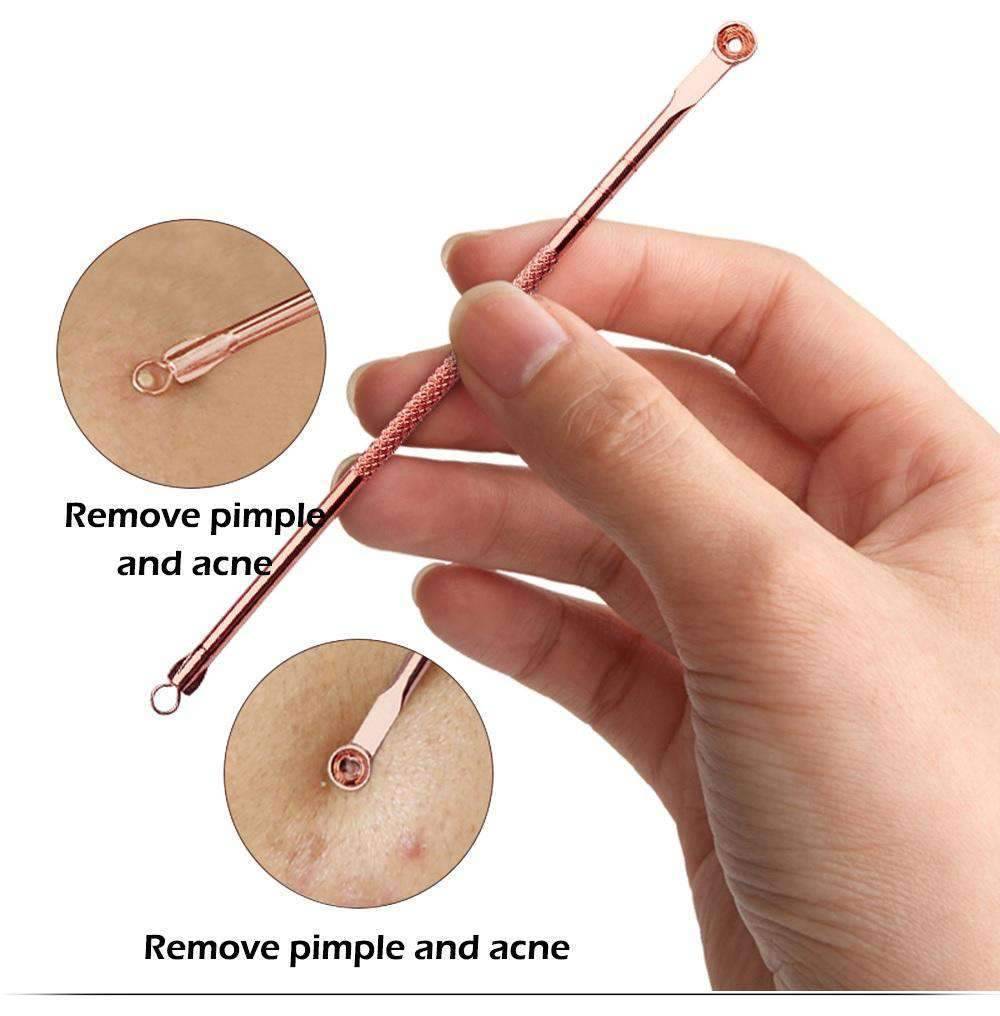 4 Pieces Acne Blackhead Removal Rose Gold Needle Skin Cleanser Cleansers Goodlan Store