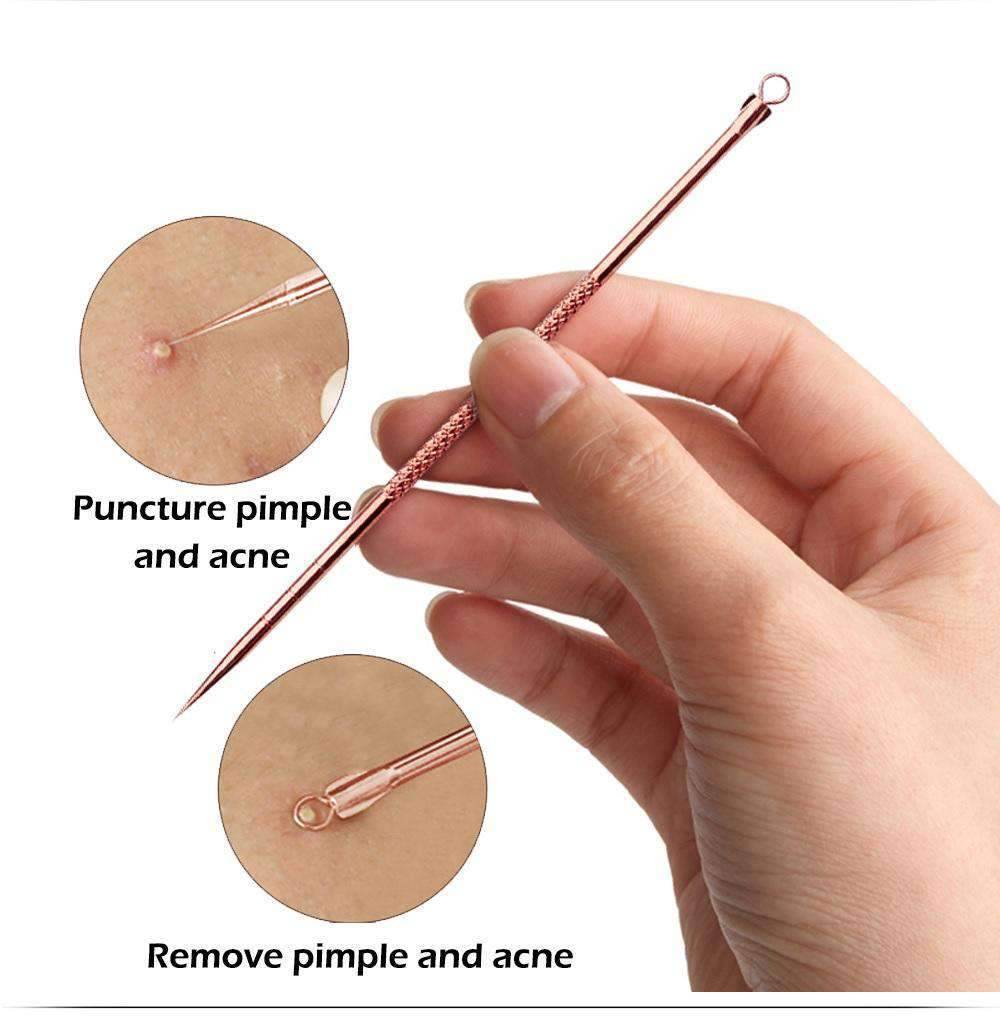4 Pieces Acne Blackhead Removal Rose Gold Needle Skin Cleanser Cleansers Goodlan Store