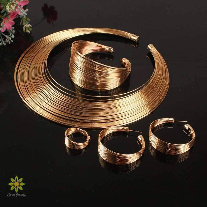 4pcs Metal Wire Jewelry Set Of Zinc Alloy For Women Bridal Jewelry Sets Carol Jewelry