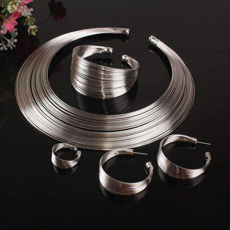 4pcs Metal Wire Jewelry Set Of Zinc Alloy For Women Bridal Jewelry Sets Carol Jewelry