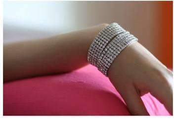 4pcs Silver Crystal Bridal Jewelry Sets With Elastic Rope Chain Bridal Jewelry Sets FINE JEWELRY WHOLESALE store NO:1497768