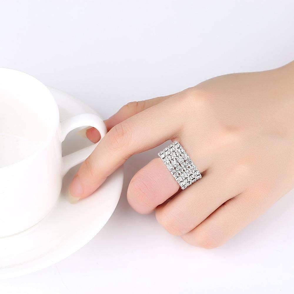 4pcs Silver Crystal Bridal Jewelry Sets With Elastic Rope Chain Bridal Jewelry Sets FINE JEWELRY WHOLESALE store NO:1497768