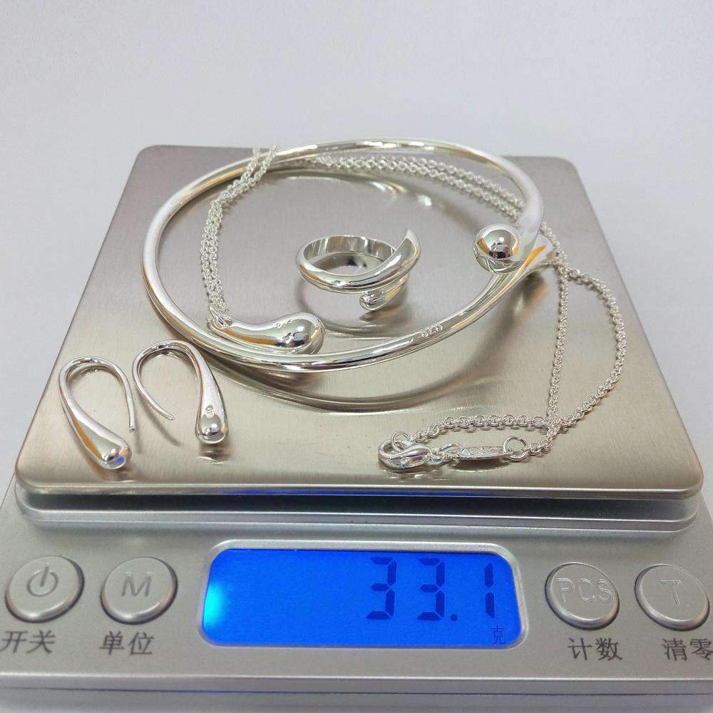 4Pieces 925 Silver Water Drop Women’s Bridal Jewelry Set Bridal Jewelry Sets GNIMEGIL Official Store