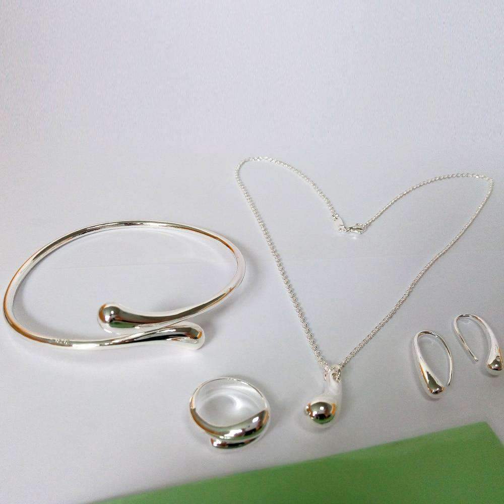 4Pieces 925 Silver Water Drop Women’s Bridal Jewelry Set Bridal Jewelry Sets GNIMEGIL Official Store