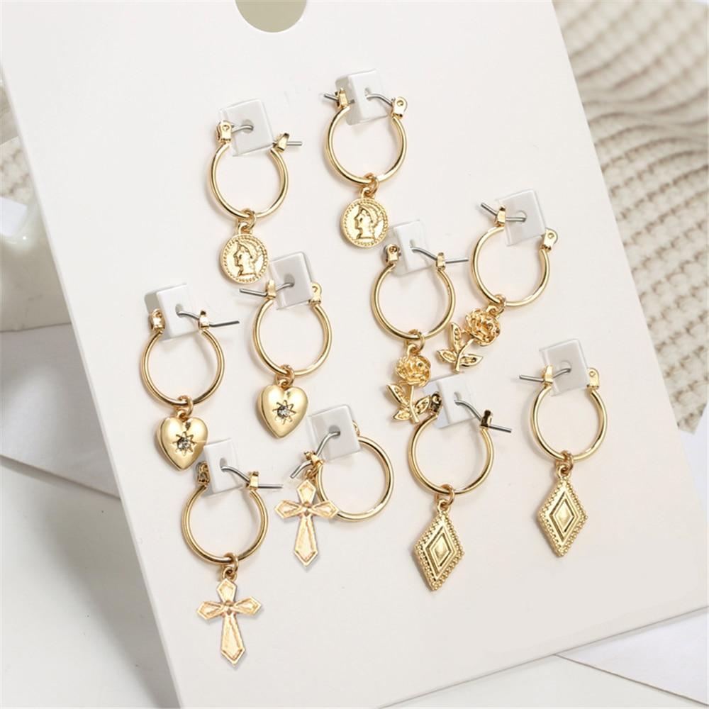 5 Pairs Round Hoop Earrings Hoop Earrings VIVILADY Official Store