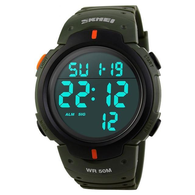 5Bar Waterproof Digital Watch Digital Watches Skmei official store Army Green