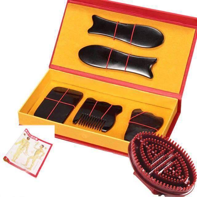 5pcs/Set Gua Sha Board Body Acupoint Body Massage Tools Massage & Relaxation HealthPro Store with brush