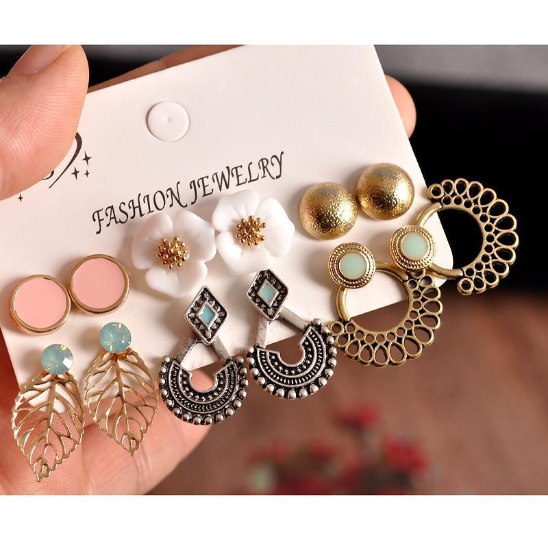 6 Pairs Party Earrings Set Stud Earrings Love a act the role ofing