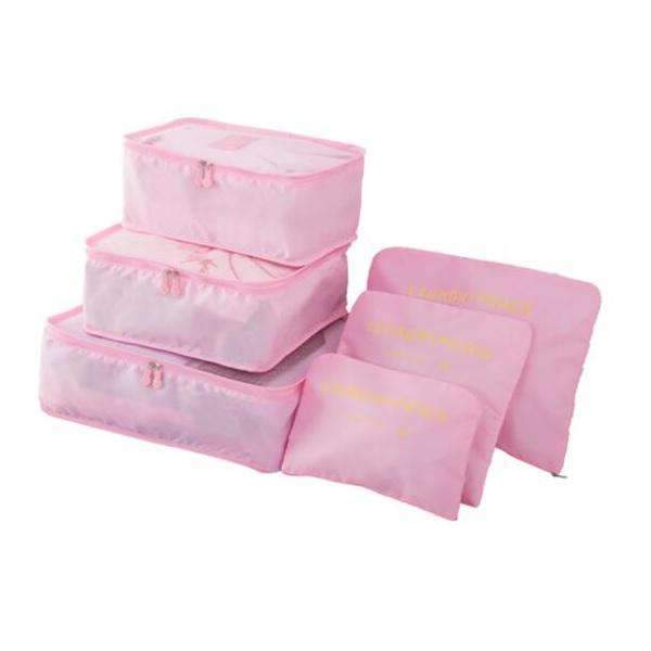 6 PCs Packing Cubes Waterproof Luggage & Travel Bag Organizer Travel Bags Travelling Store pink