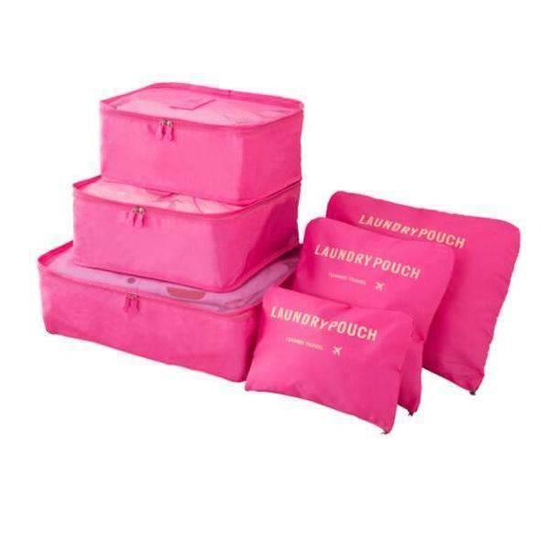 6 PCs Packing Cubes Waterproof Luggage & Travel Bag Organizer Travel Bags Travelling Store rose red