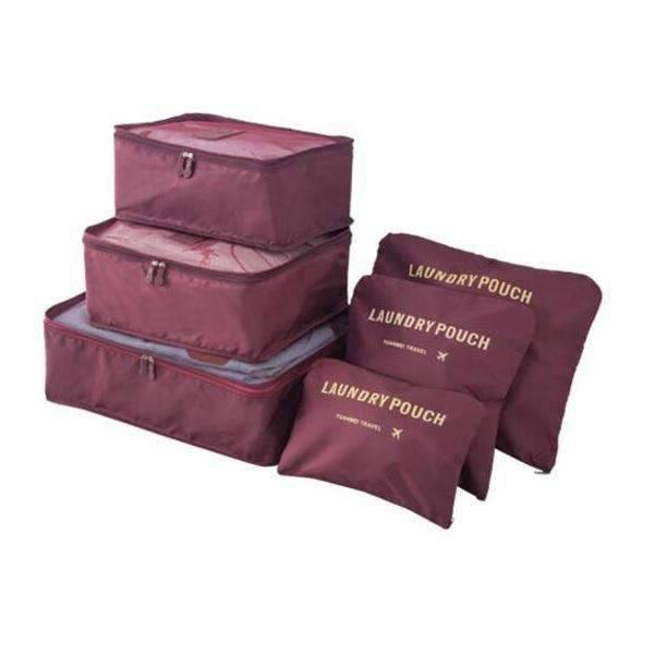 6 PCs Packing Cubes Waterproof Luggage & Travel Bag Organizer Travel Bags Travelling Store wine red