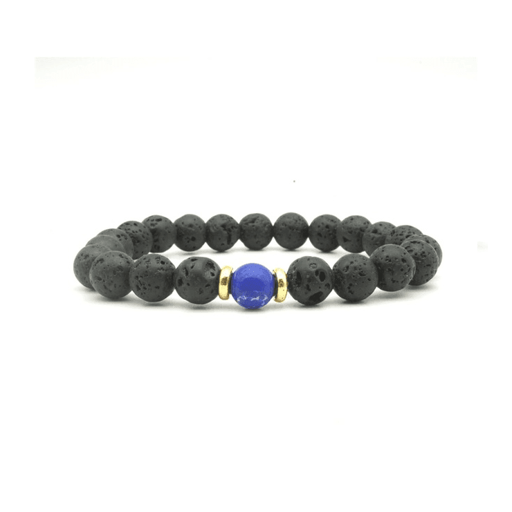 8mm Black Lava Stone Beaded Unisex Yoga Bracelet Strand Bracelets MARC KATE Official Store