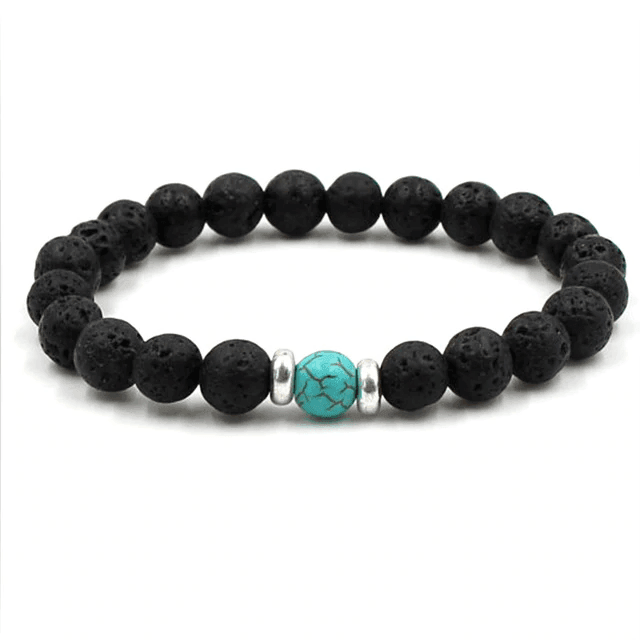 8mm Black Lava Stone Beaded Unisex Yoga Bracelet Strand Bracelets MARC KATE Official Store