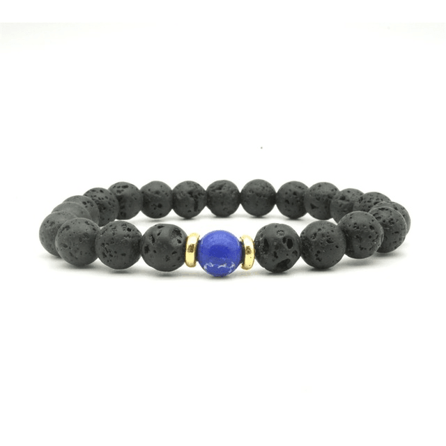 8mm Black Lava Stone Beaded Unisex Yoga Bracelet Strand Bracelets MARC KATE Official Store
