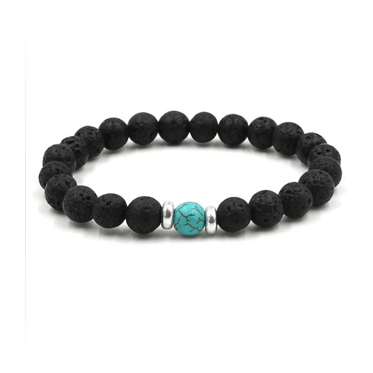 8mm Black Lava Stone Beaded Unisex Yoga Bracelet Strand Bracelets MARC KATE Official Store