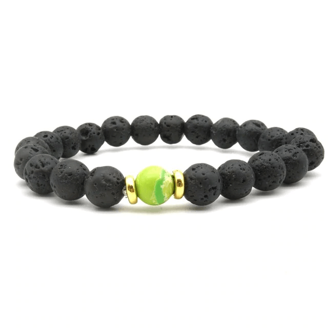 8mm Black Lava Stone Beaded Unisex Yoga Bracelet Strand Bracelets MARC KATE Official Store