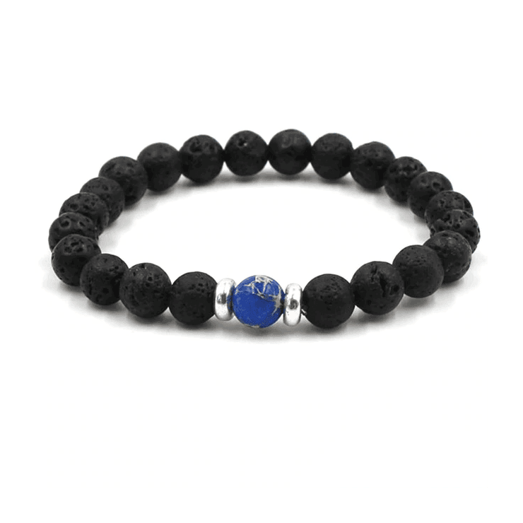 8mm Black Lava Stone Beaded Unisex Yoga Bracelet Strand Bracelets MARC KATE Official Store Black Blue
