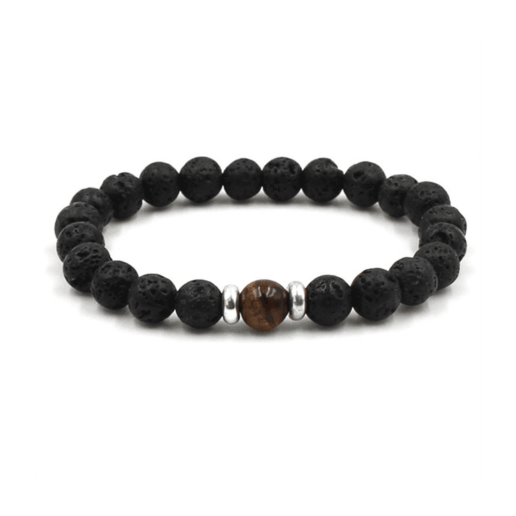 8mm Black Lava Stone Beaded Unisex Yoga Bracelet Strand Bracelets MARC KATE Official Store Black Coffee