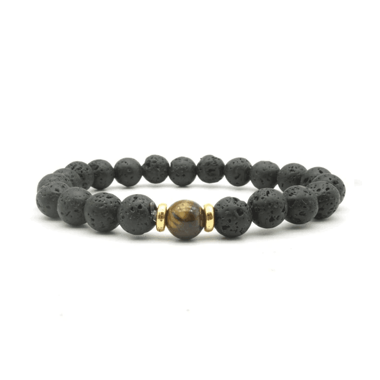 8mm Black Lava Stone Beaded Unisex Yoga Bracelet Strand Bracelets MARC KATE Official Store Black Dark Coffee