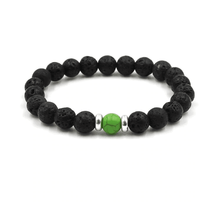 8mm Black Lava Stone Beaded Unisex Yoga Bracelet Strand Bracelets MARC KATE Official Store Black Green