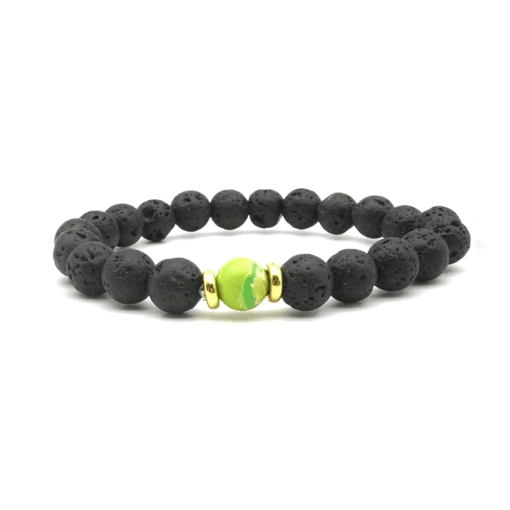 8mm Black Lava Stone Beaded Unisex Yoga Bracelet Strand Bracelets MARC KATE Official Store Black green yellow