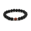 8mm Black Lava Stone Beaded Unisex Yoga Bracelet Strand Bracelets MARC KATE Official Store Black saddle brown