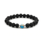 8mm Black Lava Stone Beaded Unisex Yoga Bracelet Strand Bracelets MARC KATE Official Store Black Steel Blue