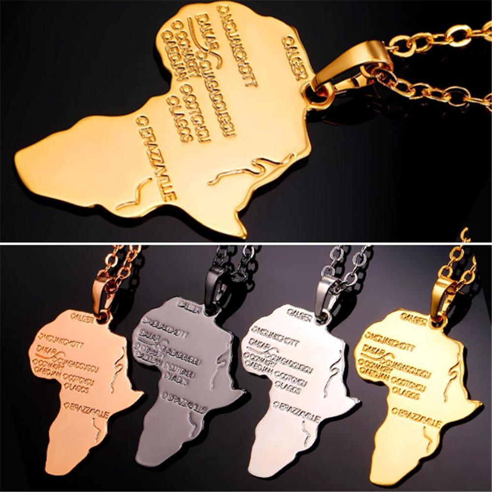 Africa Map Pendant Chain Necklace Pendant Necklaces U 7 Official Store