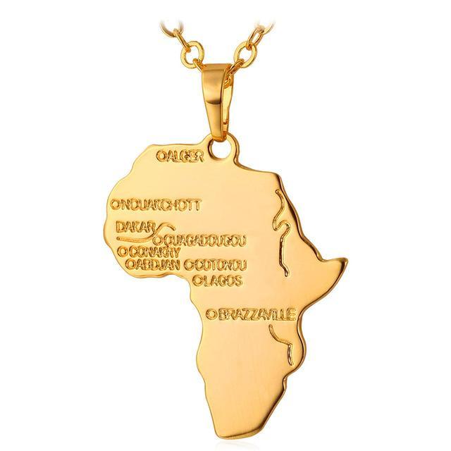 Africa Map Pendant Chain Necklace Pendant Necklaces U 7 Official Store Gold-color China