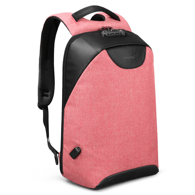 Anti-Theft USB Charging Laptop Backpack for Boys Backpacks tigernu Official Store Pink