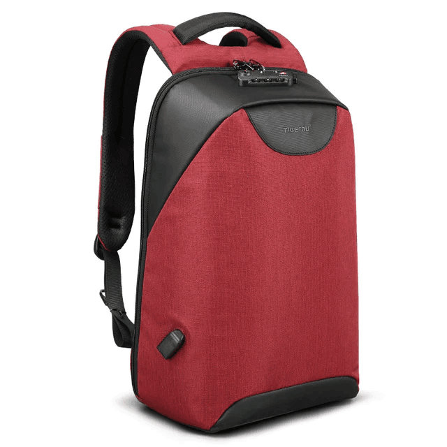 Anti-Theft USB Charging Laptop Backpack for Boys Backpacks tigernu Official Store Red